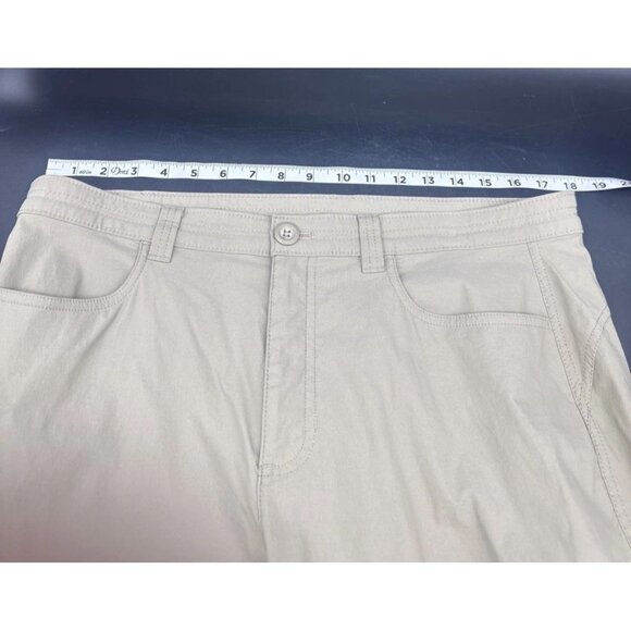 Eddie Bauer Women’s Tan Rainier Capri Crop Pants Sz 16 Stretch Outdoor Hiking - Picture 10 of 13